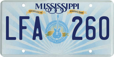 MS license plate LFA260