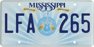MS license plate LFA265