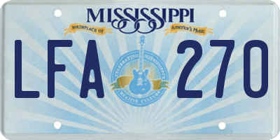 MS license plate LFA270