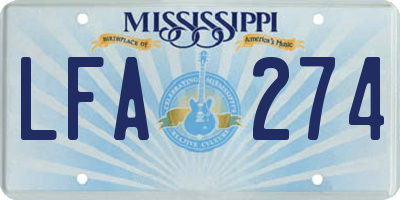 MS license plate LFA274