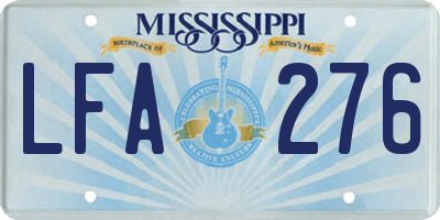 MS license plate LFA276