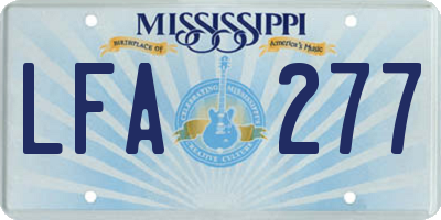 MS license plate LFA277