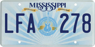 MS license plate LFA278