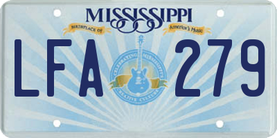 MS license plate LFA279