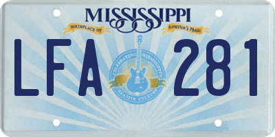 MS license plate LFA281