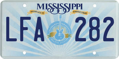 MS license plate LFA282