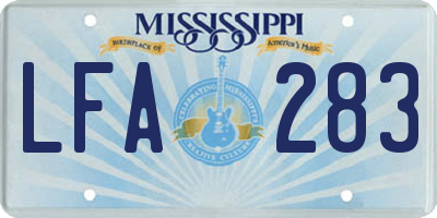 MS license plate LFA283
