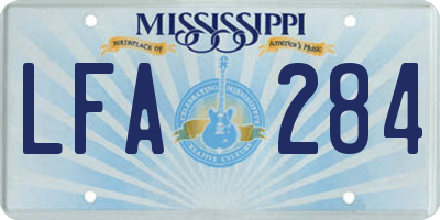 MS license plate LFA284