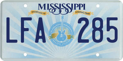 MS license plate LFA285