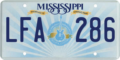 MS license plate LFA286