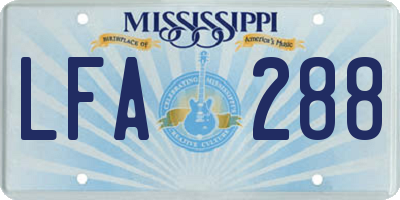MS license plate LFA288