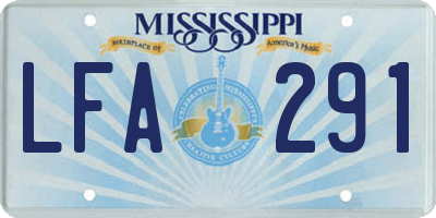MS license plate LFA291