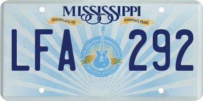 MS license plate LFA292