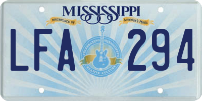 MS license plate LFA294