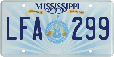 MS license plate LFA299