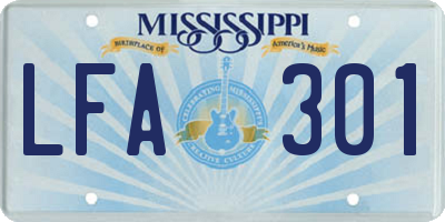 MS license plate LFA301