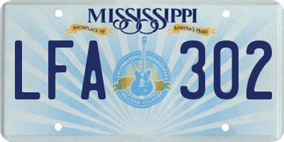 MS license plate LFA302