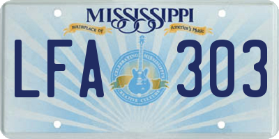 MS license plate LFA303