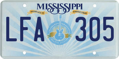 MS license plate LFA305