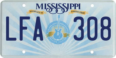 MS license plate LFA308