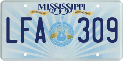 MS license plate LFA309