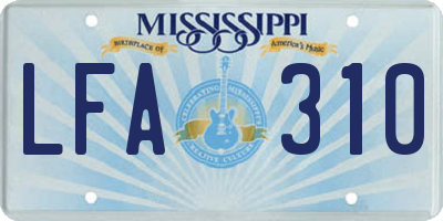 MS license plate LFA310