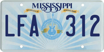 MS license plate LFA312