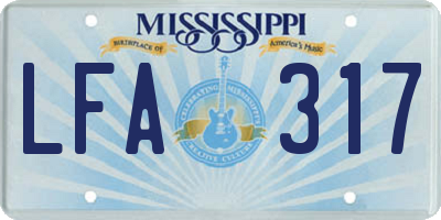 MS license plate LFA317
