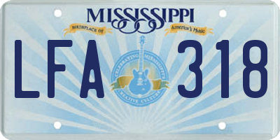 MS license plate LFA318