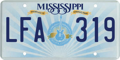 MS license plate LFA319