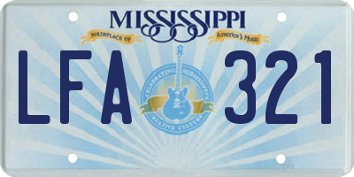 MS license plate LFA321