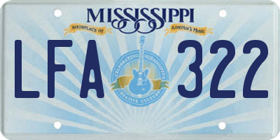 MS license plate LFA322