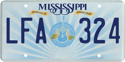 MS license plate LFA324