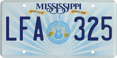 MS license plate LFA325
