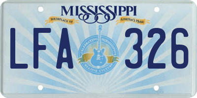 MS license plate LFA326