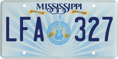MS license plate LFA327