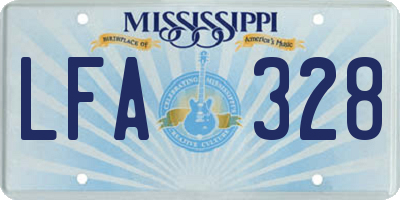 MS license plate LFA328