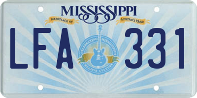 MS license plate LFA331
