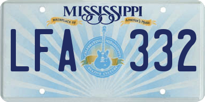 MS license plate LFA332