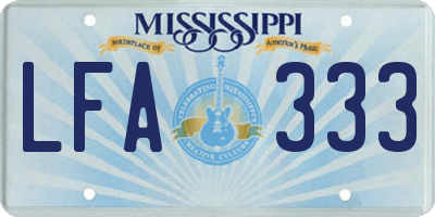 MS license plate LFA333