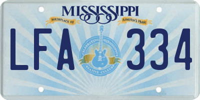 MS license plate LFA334