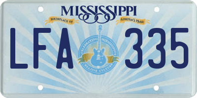 MS license plate LFA335