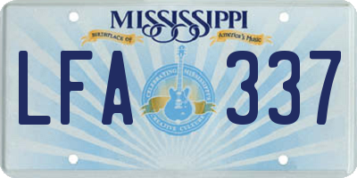 MS license plate LFA337