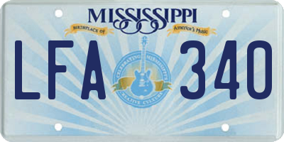 MS license plate LFA340