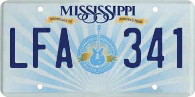MS license plate LFA341