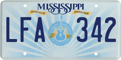 MS license plate LFA342