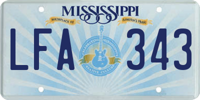 MS license plate LFA343