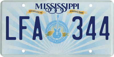 MS license plate LFA344