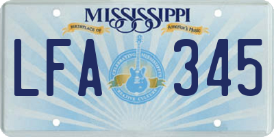 MS license plate LFA345