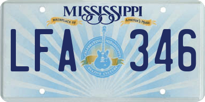 MS license plate LFA346
